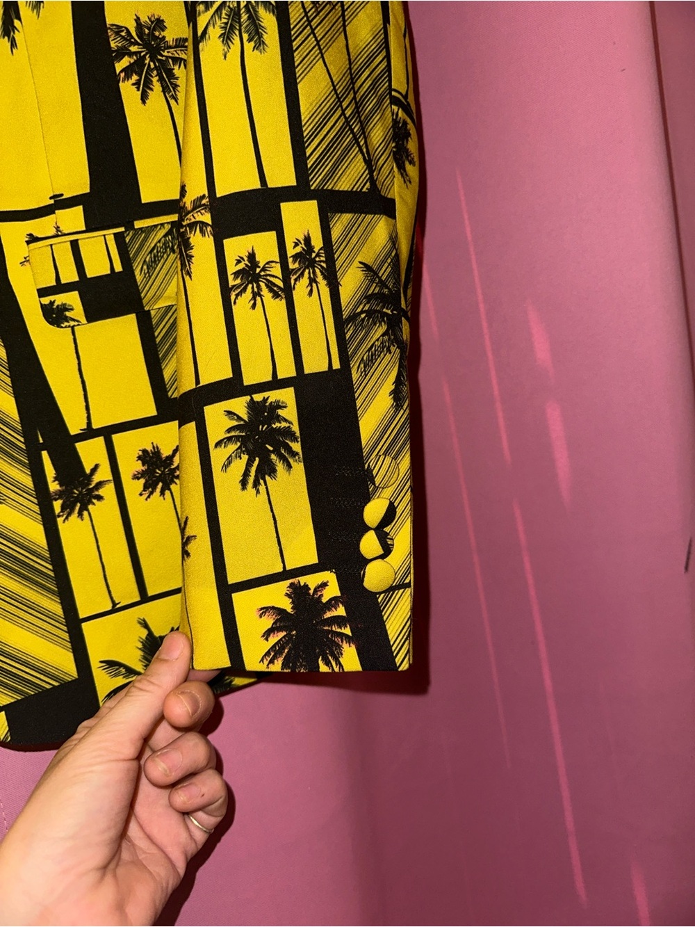 Versace Black and Yellow Palm-Print Blazer - Picture 9 of 16
